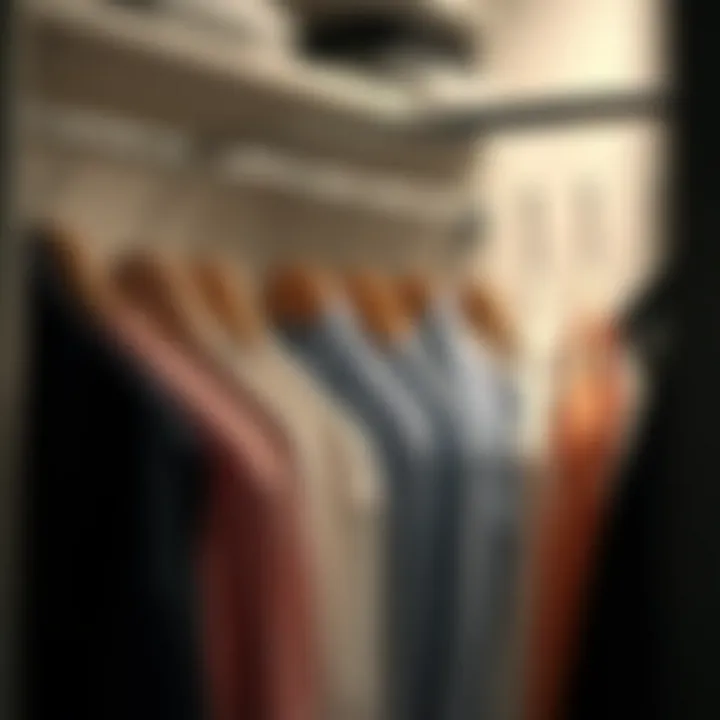 Organized wardrobe featuring multi shirt hangers in action