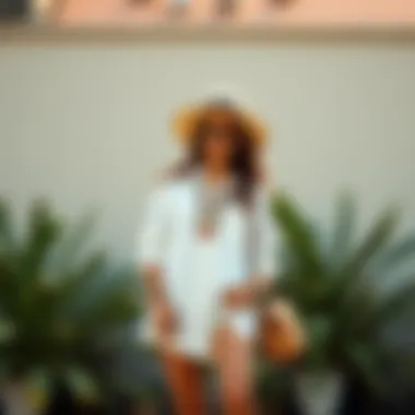 Sustainable fashion accessories paired with a short white dress