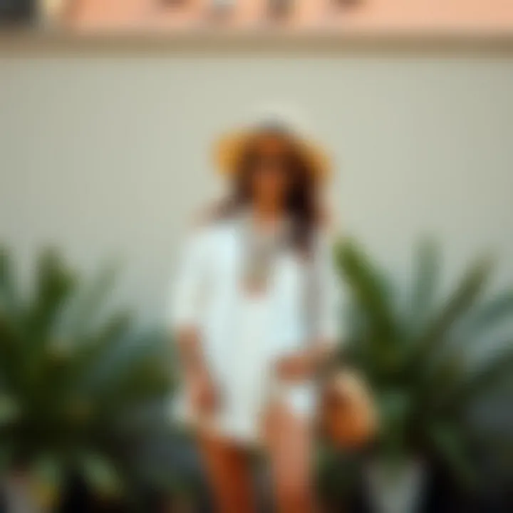 Sustainable fashion accessories paired with a short white dress