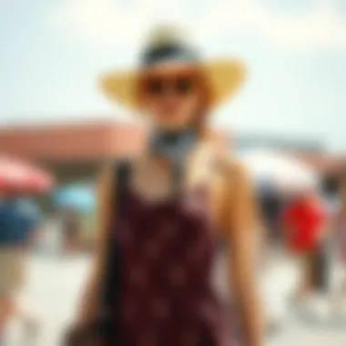 Chic tank dress coverup paired with a stylish hat and sunglasses