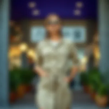 Casual look featuring a khaki shirt dress paired with accessories