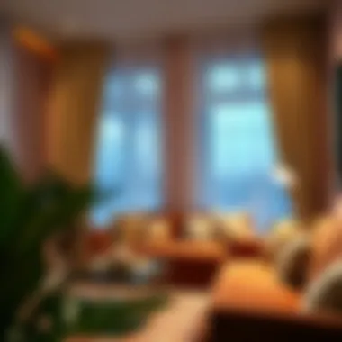 Cozy Interior with Lace Curtains and Modern Decor Cozy interior featuring white lace tier curtains paired with modern decor