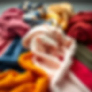 Different turban towels laid out to represent various colors and designs