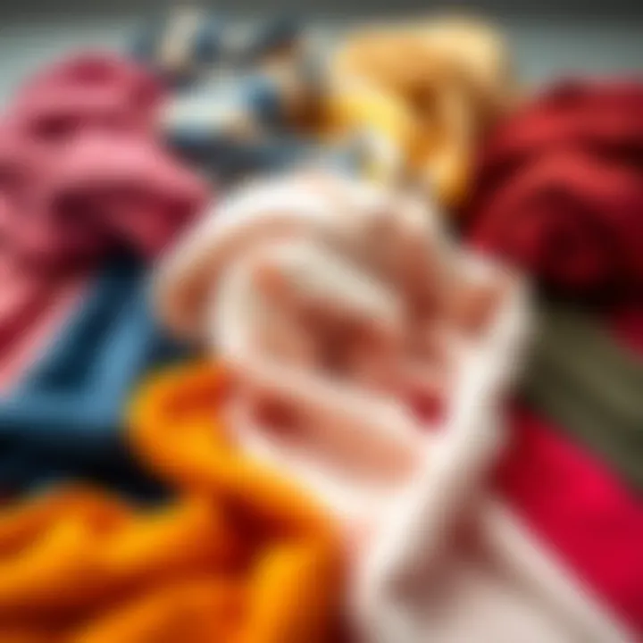 Different turban towels laid out to represent various colors and designs