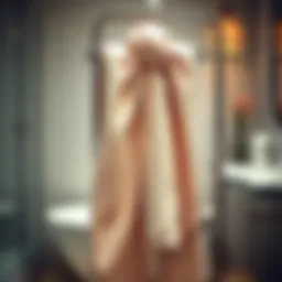 Elegant turban towel draped on a stylish bathroom rack