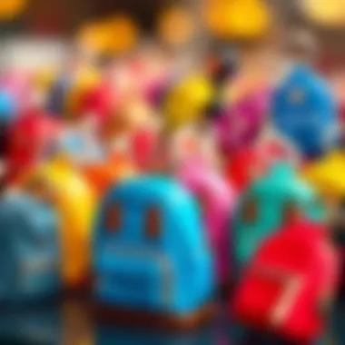 Vibrant Collection of Tiny Backpack Keychains Stylish tiny backpack keychains in various colors