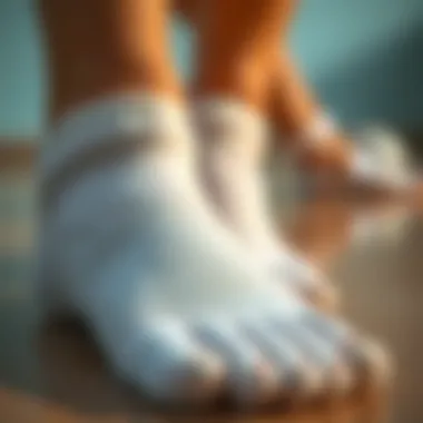 Textural Excellence in Toe Separator Socks Close-up of toe separator socks showcasing unique material texture