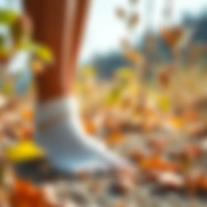 Sustainability in Design of Toe Separator Socks Eco-friendly toe separator socks amidst natural elements