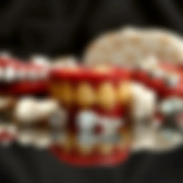 Dazzling Collection of Tooth Gems Aesthetic arrangement of various tooth gems on a reflective surface