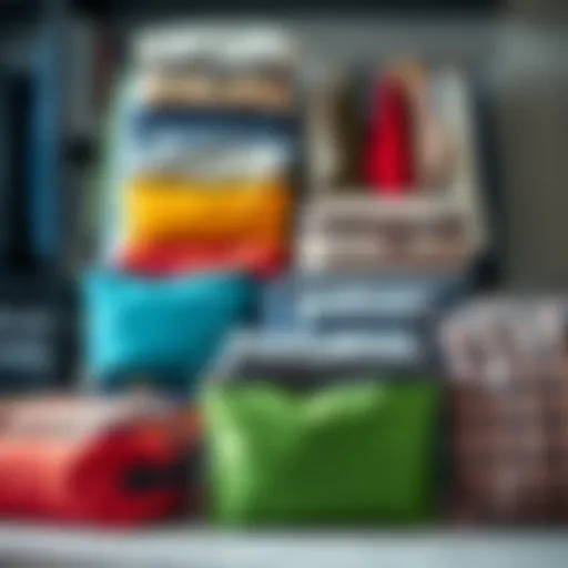 Organized Travel Clothing Storage Bags Colorful travel clothing storage bags arranged neatly