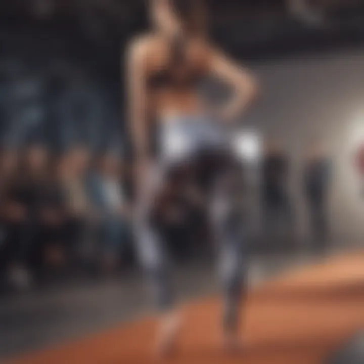 Stylish gym leggings displayed on a fashion runway.