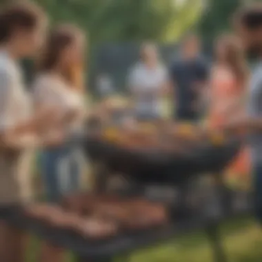 Outdoor Gathering with Non-Stick Grill Mat Practically using a non-stick barbeque grill mat during an outdoor gathering