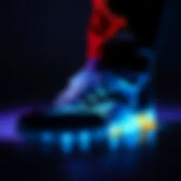 Illuminated shoe revealing hidden stains