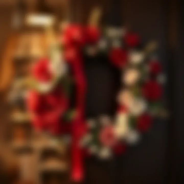 Wreath Enhanced with Floral Accents A beautifully arranged wreath with clip-on floral accents