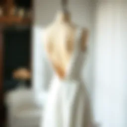 Elegant v back white dress draped gracefully on a mannequin