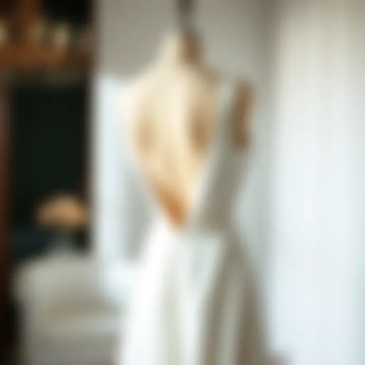 Elegant v back white dress draped gracefully on a mannequin