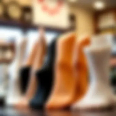 Display of various silicone foot sleeves in different styles