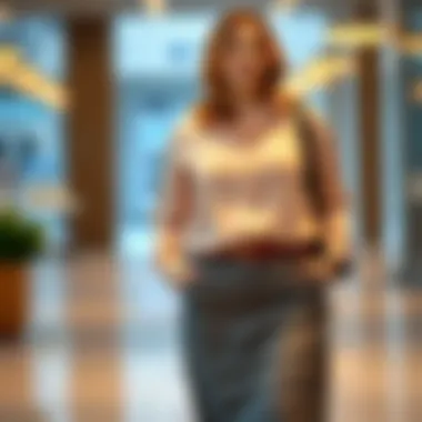 Comfortable plus-size outfit with a blouse and skirt for office wear.