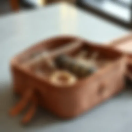 Compartmentalized Elegance Elegant zippered jewelry organizer showcasing various compartments