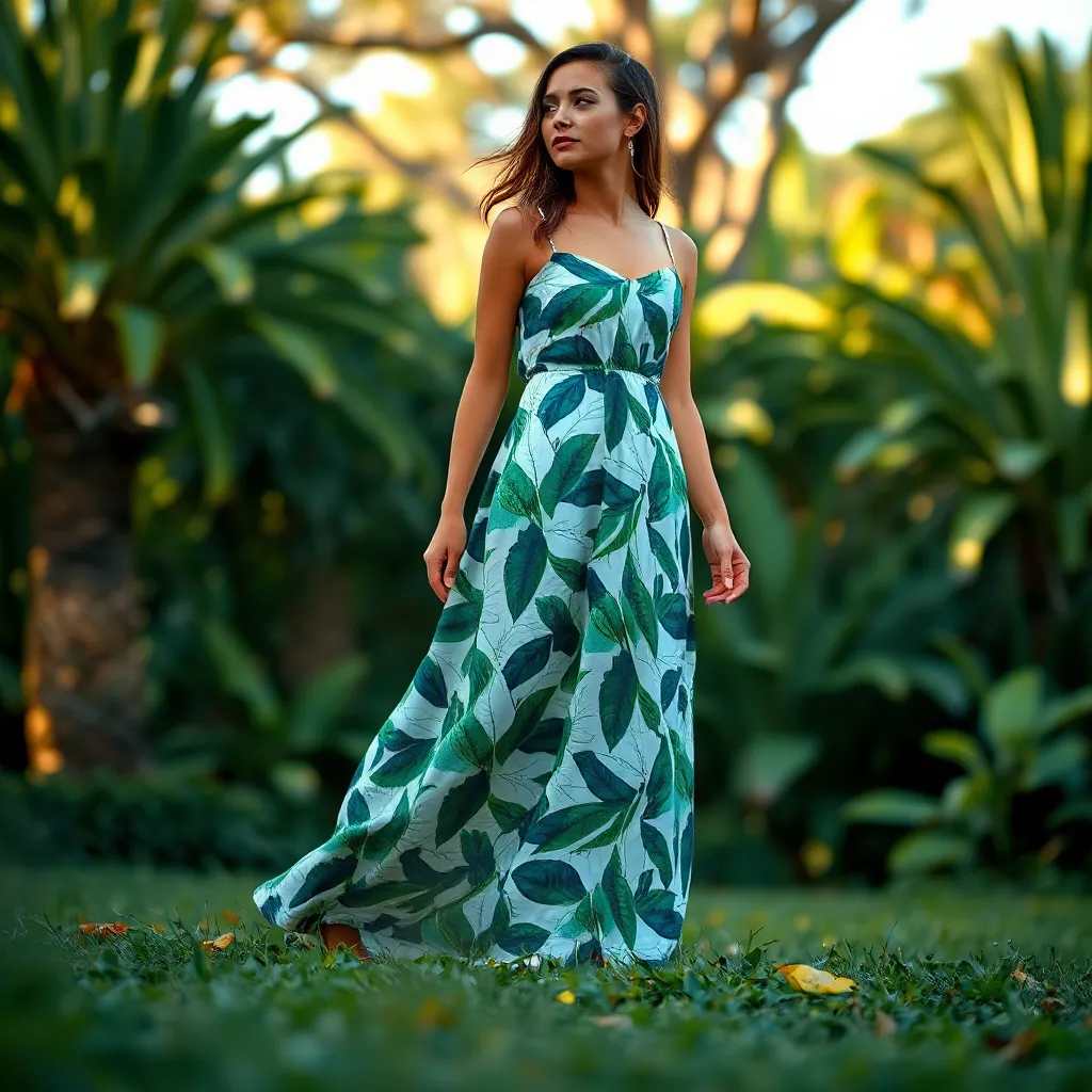 Maxileaf The Stylish Versatility of Leaf Print Maxi Dresses